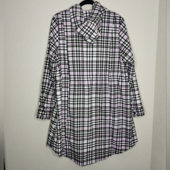 Torrid Flannel Hooded Anorak Coat Pink Ivory Black Plaid Jacket Women’s Size 0X - Picture 6 of 9